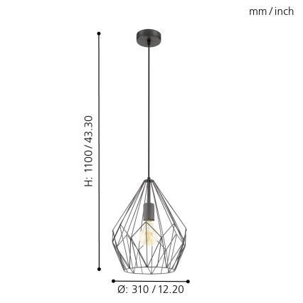 Eglo - Lampadario 1xE27/60W/230V