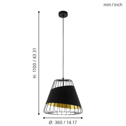 Eglo - Lampadario a sospensione con filo 1xE27/60W/230V