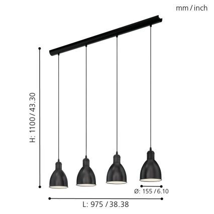 Eglo - Lampadario 4xE27/60W/230V