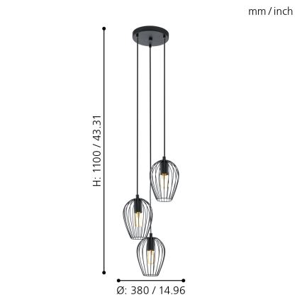 Eglo - Lampadario 3xE27/60W/230V