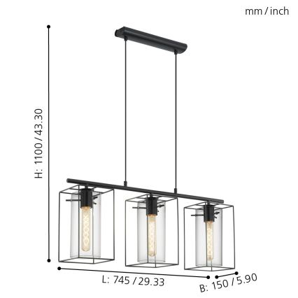 Eglo - Lampadario 3xE27/60W/230V