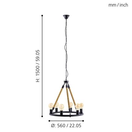 Eglo 49694 - Lampadario a catena FINDLAY 6xE27/60W