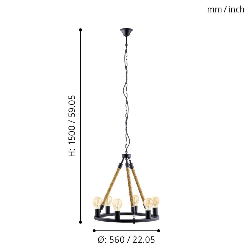 Eglo 49694 - Lampadario a catena FINDLAY 6xE27/60W