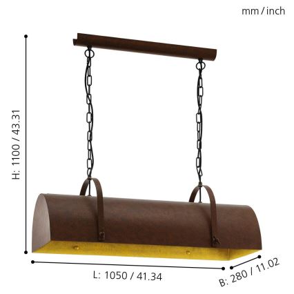 Eglo 49702 - Lampadario a catena DEERHURST 3xE27/60W/230V