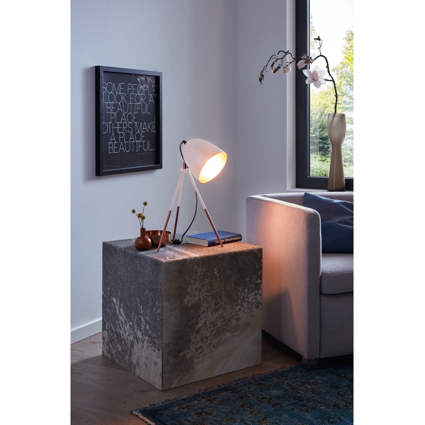 Eglo 49727 - Lampada da tavolo CHESTER 1xE27/60W/230V bianco/rame