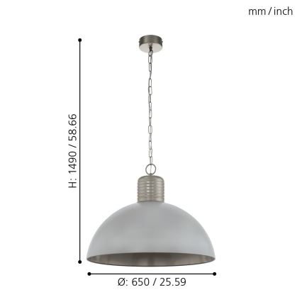 Eglo 49757 - Lampadario a sospensione con catena COLDRIDGE 1xE27/60W/230V