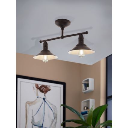 Eglo 49824 - Lampada a sospensione su asta STOCKBURY 2xE27/60W