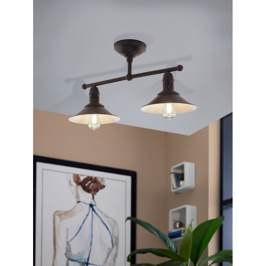 Eglo 49824 - Lampada a sospensione su asta STOCKBURY 2xE27/60W