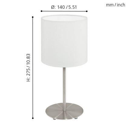 Eglo 54744 - Lampada da tavolo ANADIA 1xE14/40W/230V bianco/cromo opaco