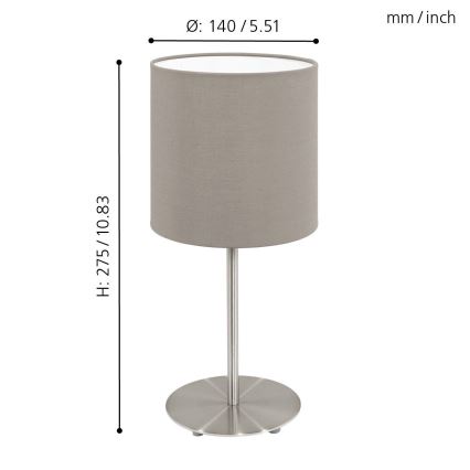 Eglo 54745 - Lampada da tavolo ANADIA 1xE14/40W/230V taupe/cromo opaco