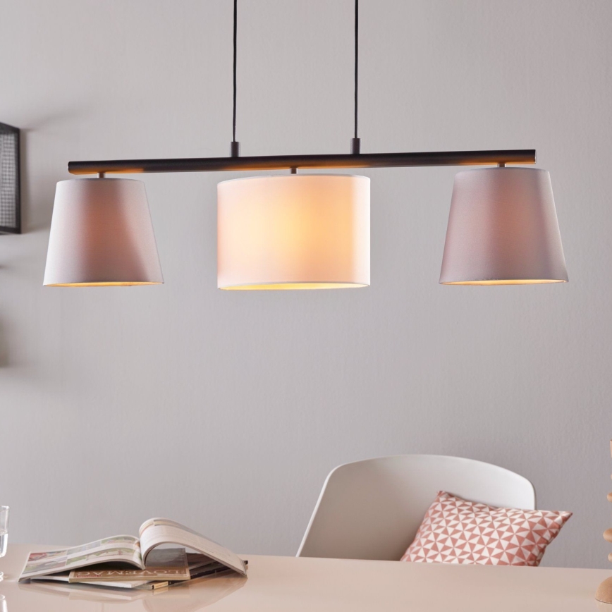 Eglo 55207 - Lampadario a sospensione con filo ALMEIDA 3xE14/25W/230V grigio