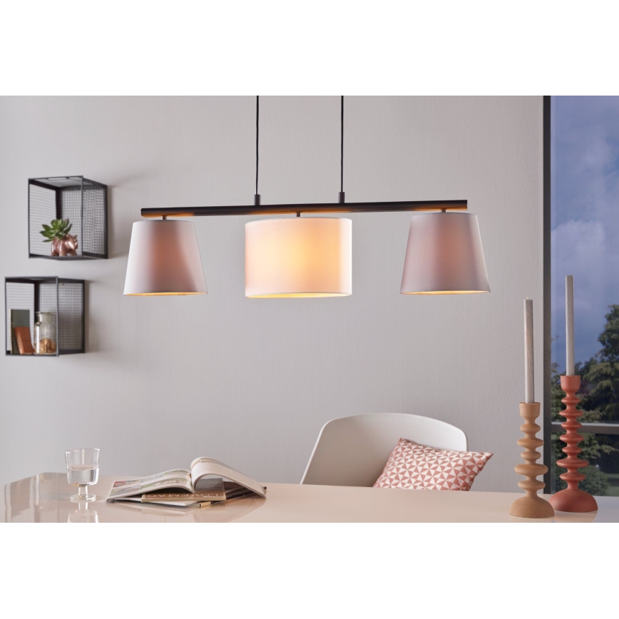 Eglo 55207 - Lampadario a sospensione con filo ALMEIDA 3xE14/25W/230V grigio