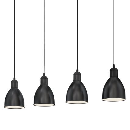 Eglo 55244 - Lampadario a sospensione con cavo PRIDDY 4xE27/60W/230V nero