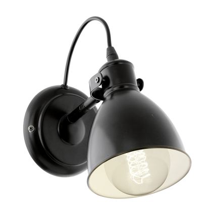 Eglo 55261 - Lampada da parete PRIDDY 1xE27/40W/230V nero