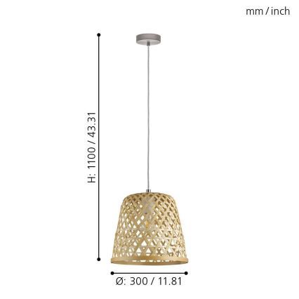 Eglo 55696 - Lampada a sospensione su cavo KIRKCOLM 1xE27/60W/230V beige