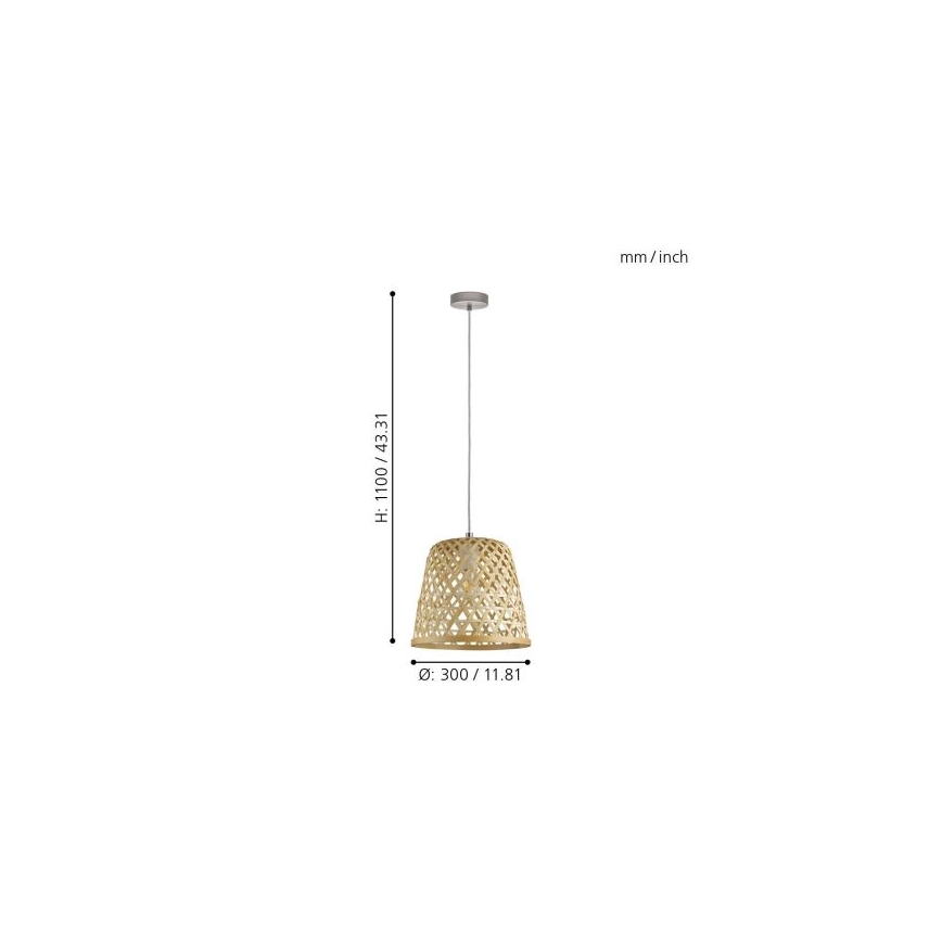 Eglo 55696 - Lampada a sospensione su cavo KIRKCOLM 1xE27/60W/230V beige
