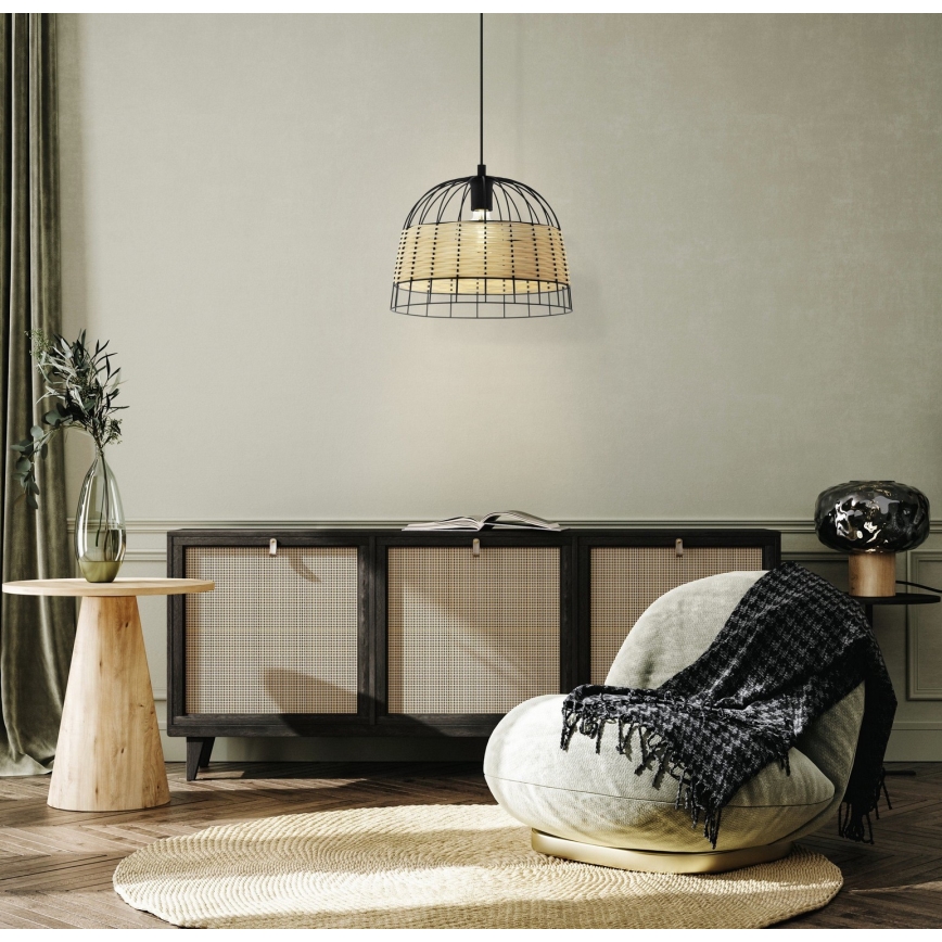 Eglo 55709 - Lampadario a sospensione con filo ANWICK 1xE27/40W/230V rattan