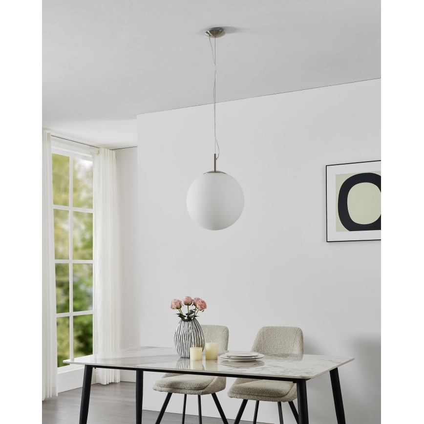 Eglo 63269 - Lampadario a sospensione con cavo PIEDALE 1xE27/60W/230V Ø 35 cm cromo opaco