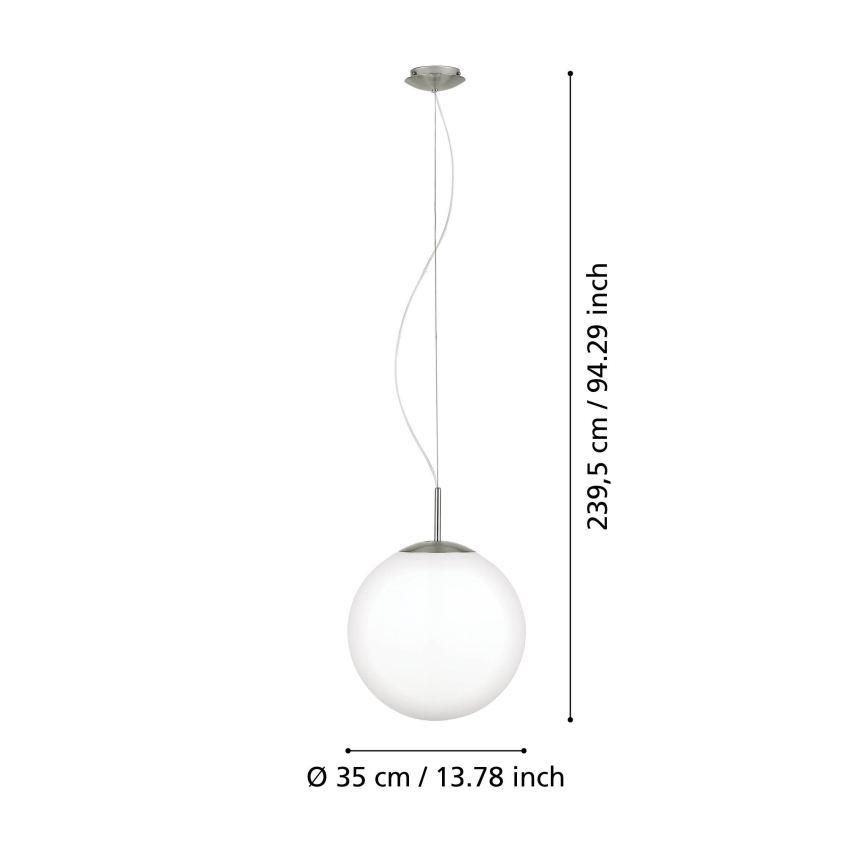 Eglo 63269 - Lampadario a sospensione con cavo PIEDALE 1xE27/60W/230V Ø 35 cm cromo opaco