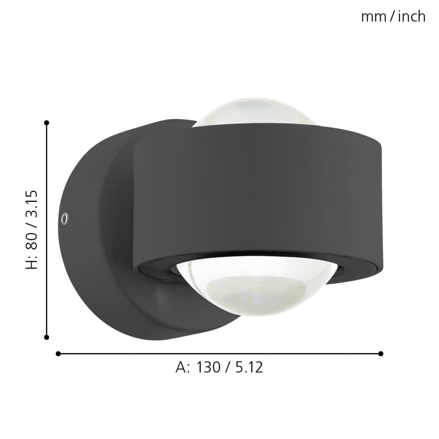 Eglo 64496 - Applique LED ONO PRO 2xLED/2,5W/230V antracite