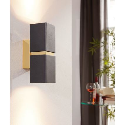 Eglo 64798 - Applique a LED PASSA PRO 2xGU10/3,3W/230V 3000K nero/oro