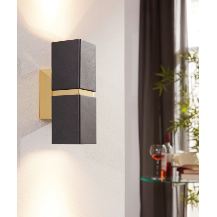 Eglo 64798 - Applique a LED PASSA PRO 2xGU10/3,3W/230V 3000K nero/oro