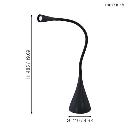 Eglo 64975 - LED Dimmerabile flessibile lampada da tavolo SNAPORA PRO LED/3,5W/230V 3000K nero
