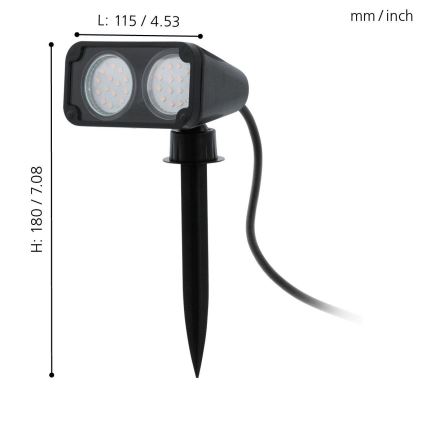 Eglo 75315 - Lampada LED da esterno NEMA 2xGU10/2,8W/230V 3000K IP44