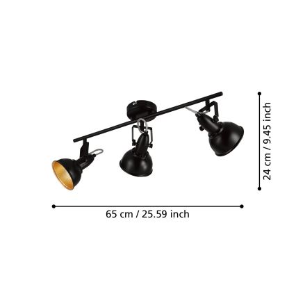 Eglo 75513 - Faretto THORNTON 3xE14/28W/230V nero/oro