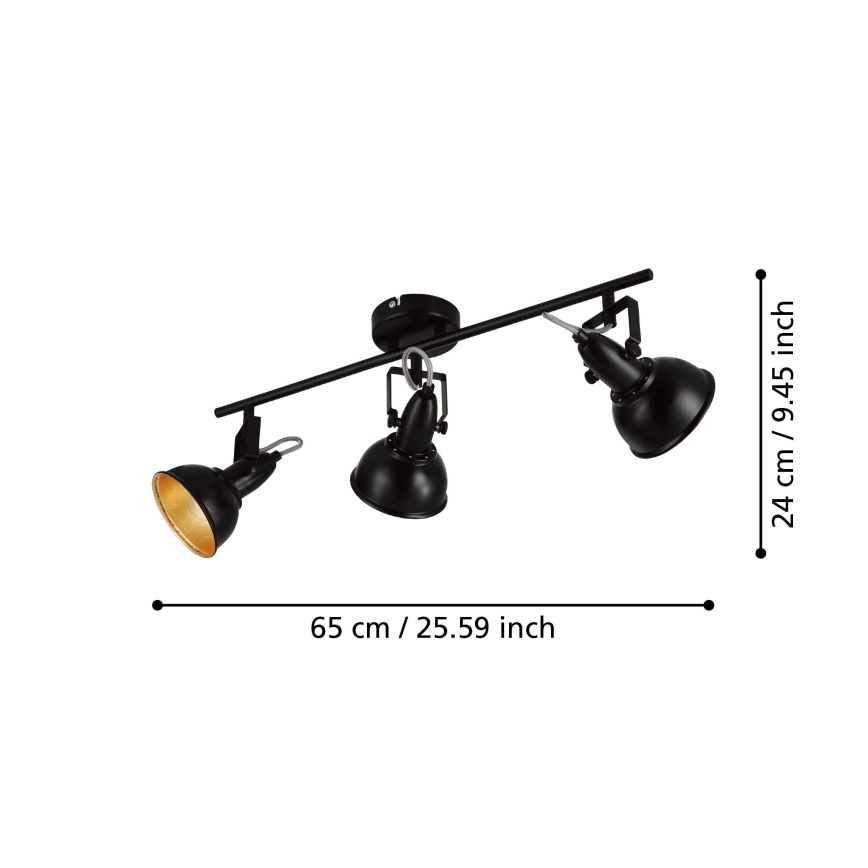 Eglo 75513 - Faretto THORNTON 3xE14/28W/230V nero/oro