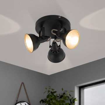 Eglo 75514 - Faretto THORNTON 3xE14/28W/230V nero/oro
