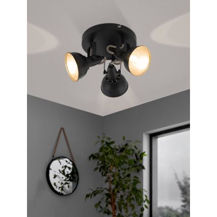 Eglo 75514 - Faretto THORNTON 3xE14/28W/230V nero/oro