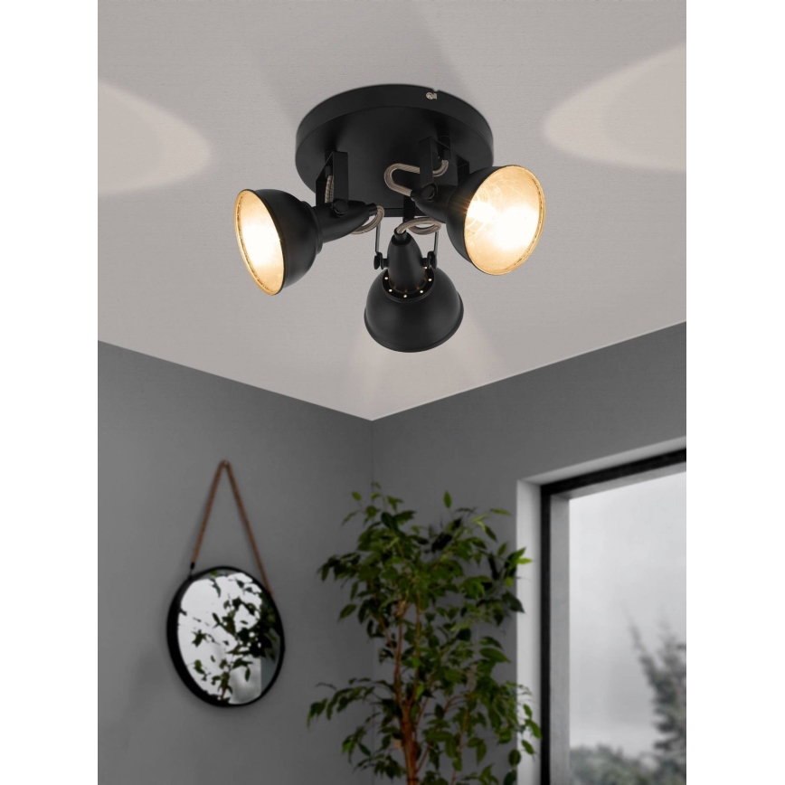 Eglo 75514 - Faretto THORNTON 3xE14/28W/230V nero/oro