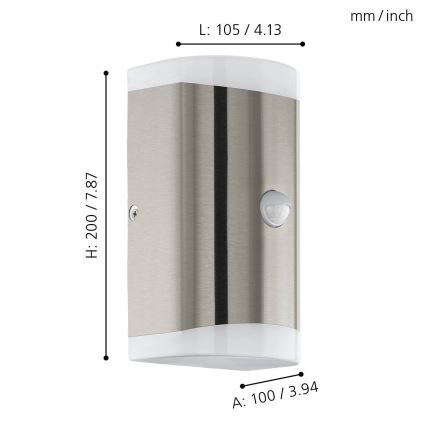 Eglo -LED Applique da esterno con sensore 2xGU10/4,6W/230V