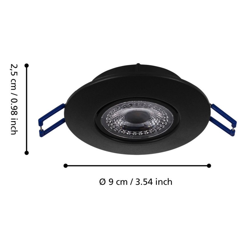 Eglo 75765 - SET 3x Lampada LED da incasso ZUJAR LED/3,4W/230V nero