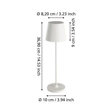 Eglo - Lampada da tavolo ricaricabile per esterni dimmerabile LED/3,8W/5V 2400/3000/4000K 2000 mAh IP44 bianca