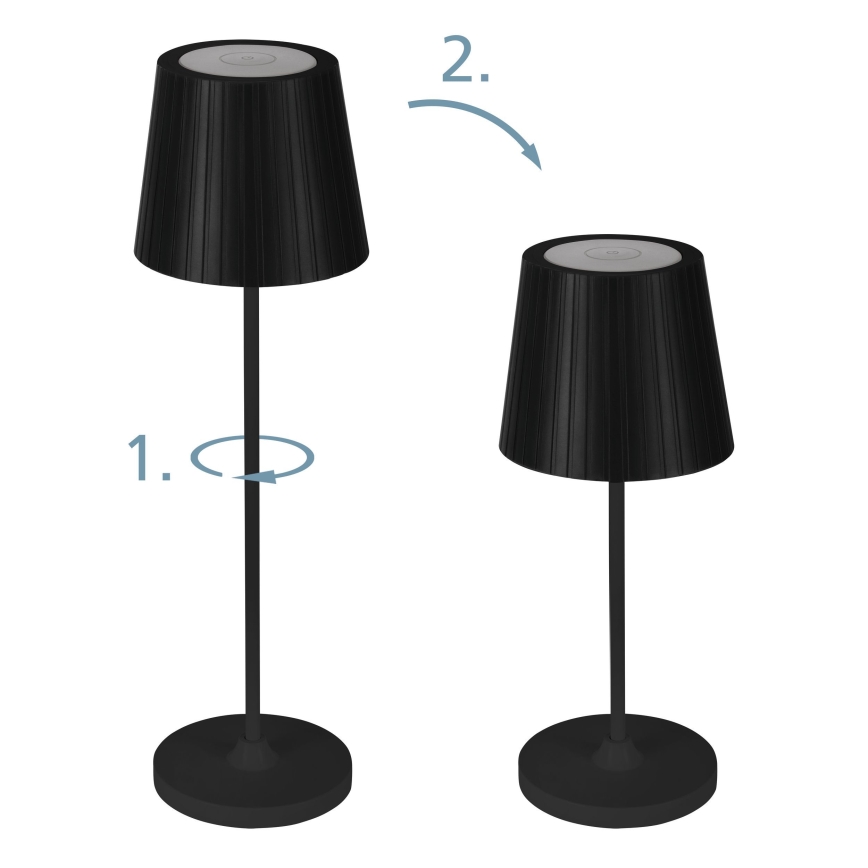 Eglo - Lampada da tavolo ricaricabile dimmerabile a LED per esterni LED/3,8W/5V 2400/3000/4000K 2000 mAh IP44 nera