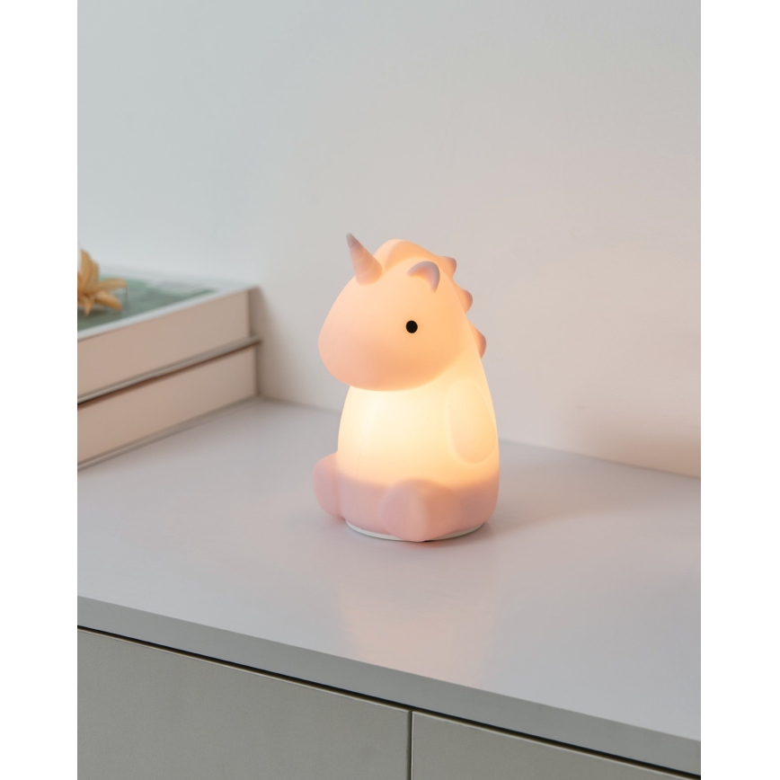 Eglo - Lampada da notte ricaricabile per bambini LED RGBW con controllo touch LED/5W/5V 1200 mAh a forma di unicorno
