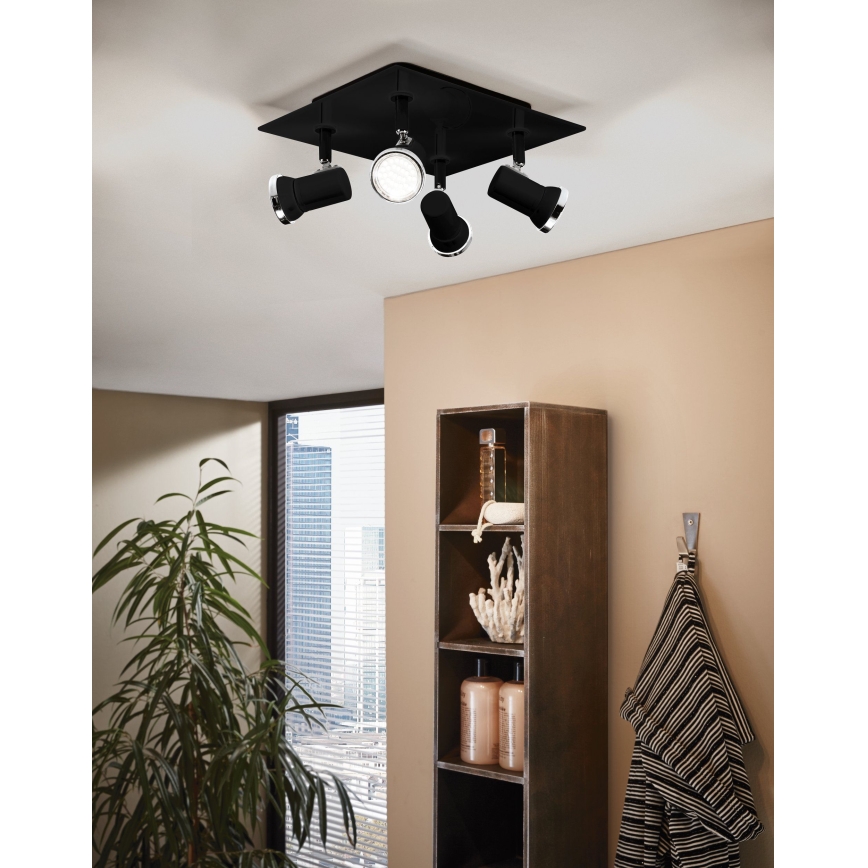 Eglo 780428 - Faretto LED da bagno BABILONE 4xGU10/3W/230V IP44 nero