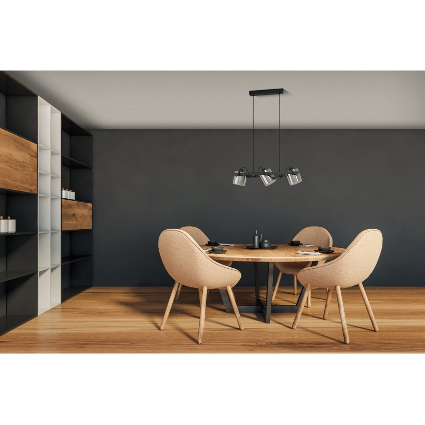 Eglo 780478 - Lampadario a sospensione con filo CALERINO 3xE27/40W/230V nero