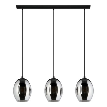Eglo 780481 - Lampadario a sospensione con cavo CADAQUES 3xE27/40W/230V nero/fumé