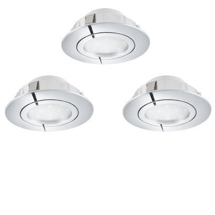 Eglo 78761 - SET 3x Lampada da incasso LED dimmerabile PINEDA LED/6W/230V 3000K cromo lucido