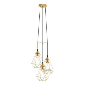 Eglo 79262 - Lampada a sospensione BYRON su cavo 3xE27/60W/230V, ottone