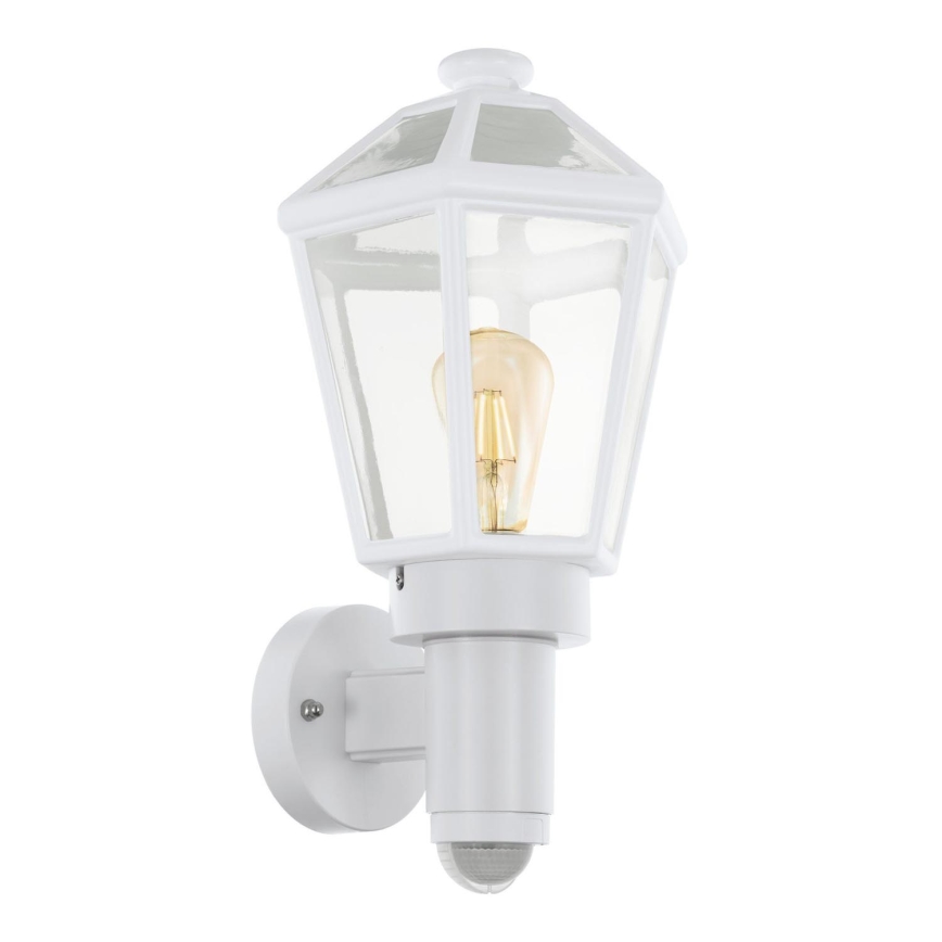 Eglo 79288 - Lampada da parete per esterni con sensore di movimento e sensore crepuscolare MONSELICE 1xE27/28W/230V IP44 bianco
