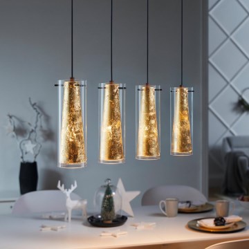 Eglo 79344 - Lampadario a sospensione con filo PINTO GOLD 4xE27/40W/230V oro