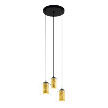 Eglo 79458 - Lampadario a sospensione su cavo BOLSANO 3xE27/28W/230V oro/nero