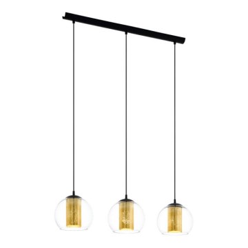 Eglo 79461 - Lampadario a sospensione con cavo BOLSANO 3xE27/28W/230V dorato/nero