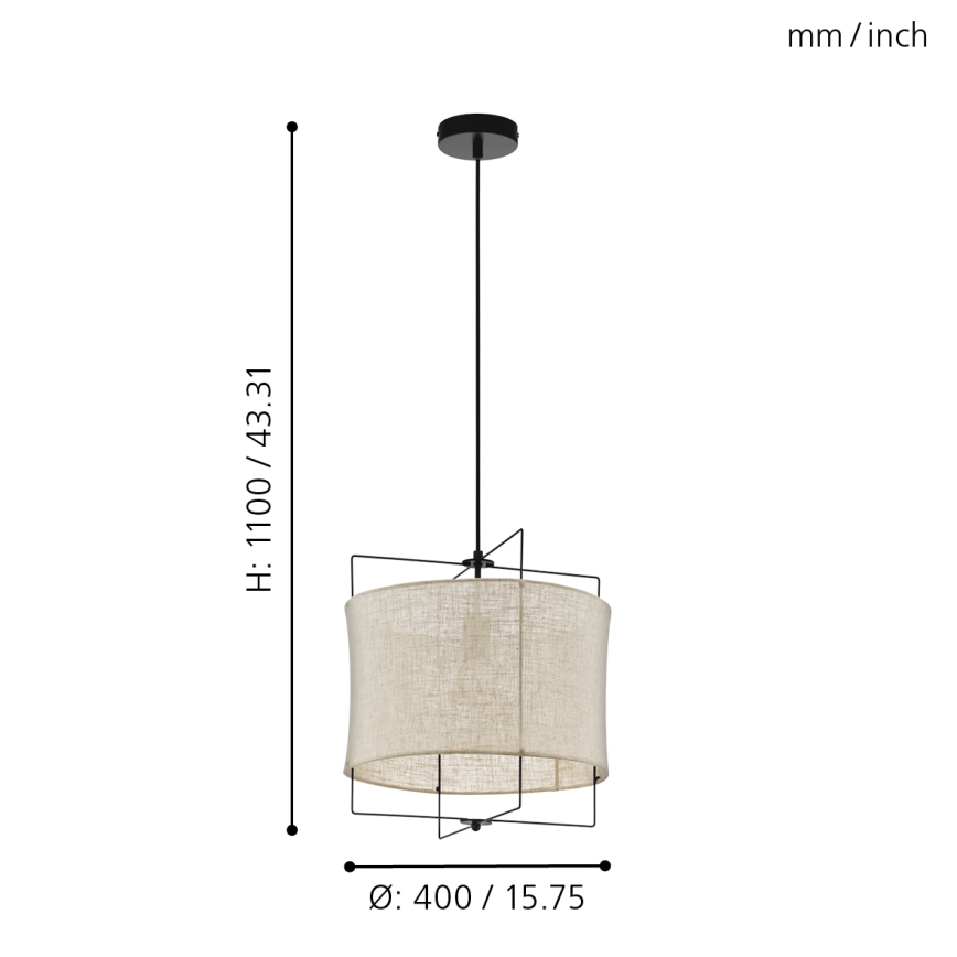 Eglo 79644 - Lampadario a sospensione con filo BRIDEKIRK 1xE27/40W/230V