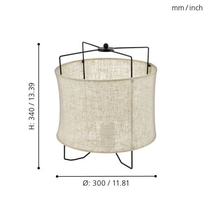 Eglo 79645 - Lampada da tavolo BRIDEKIRK 1xE27/40W/230V beige