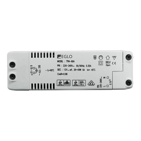 Eglo 80884 - Trasformattore elettrico EINBAUSPOT 20 - 60W/230V/12V AC